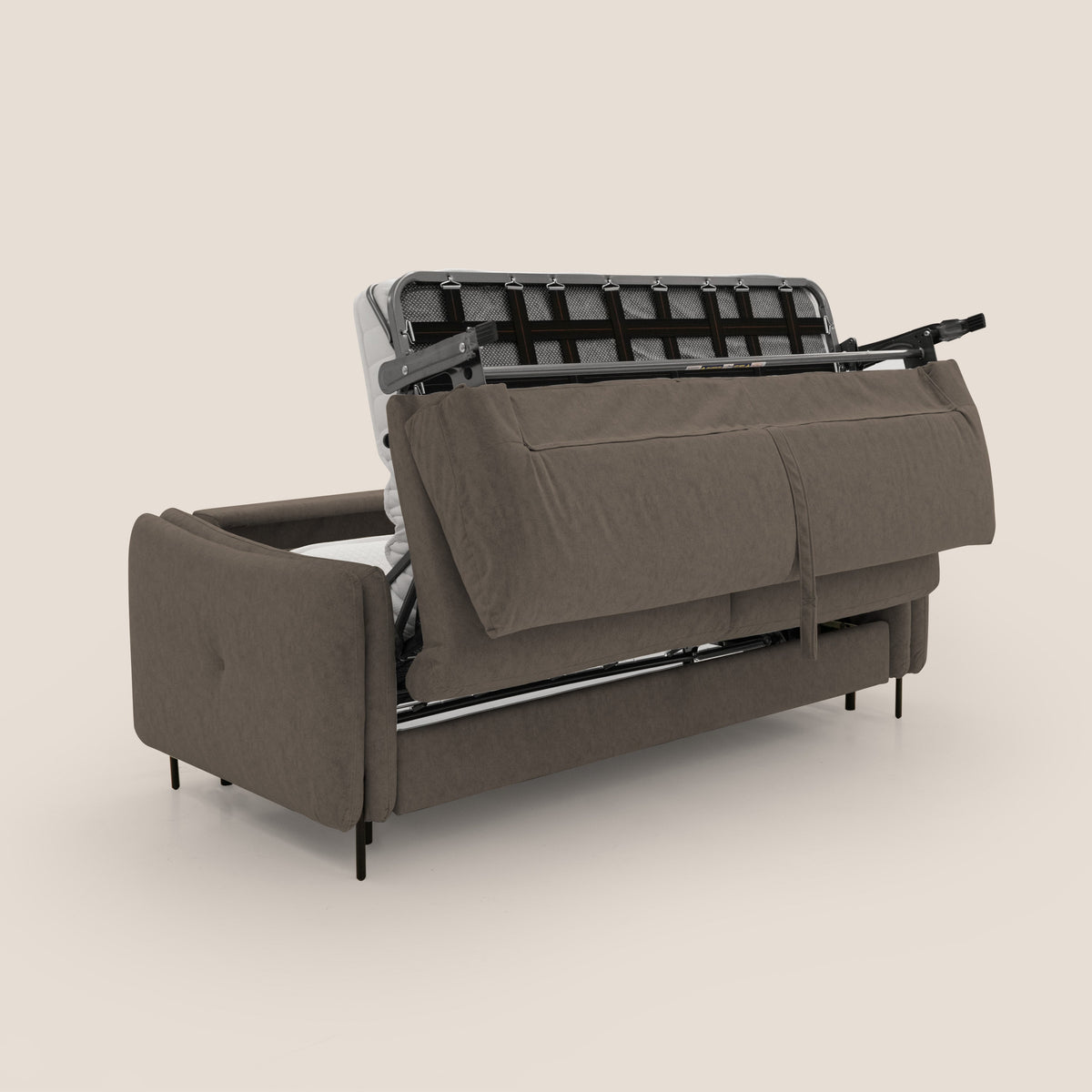 Gregory Divano letto con materasso h18 cm in microfibra effetto velluto impermeabile T09 marrone - divitt.sbs