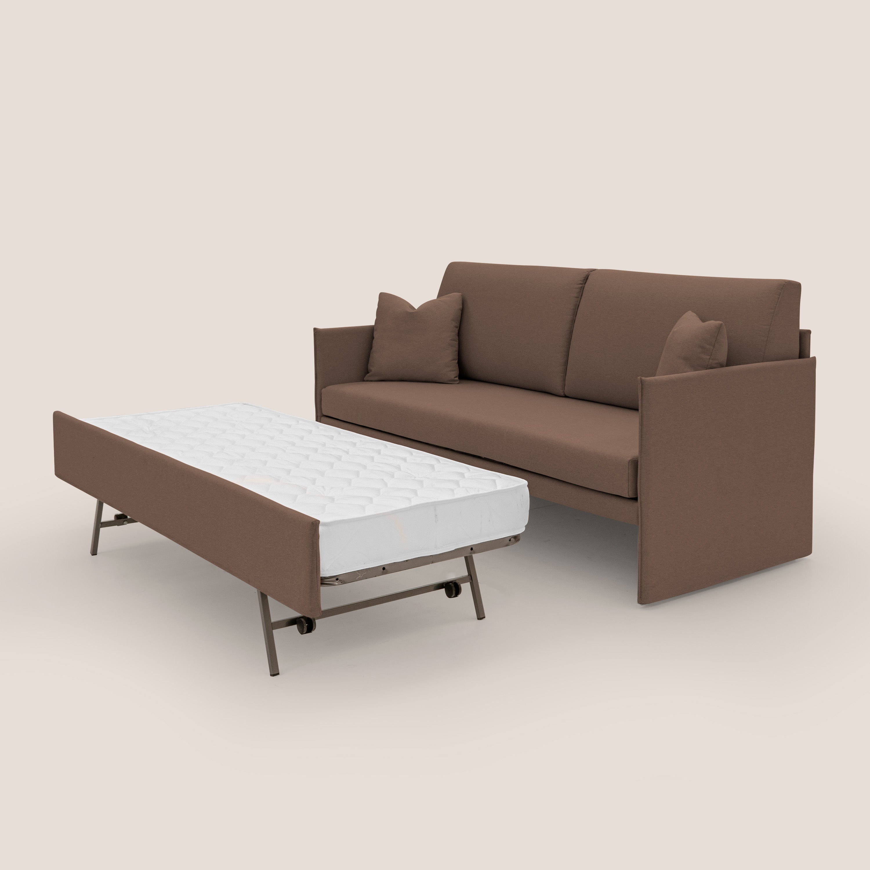 Tortona Divano duplex con doppio letto in tessuto simil cotone impermeabile T13 marrone - divitt.sbs