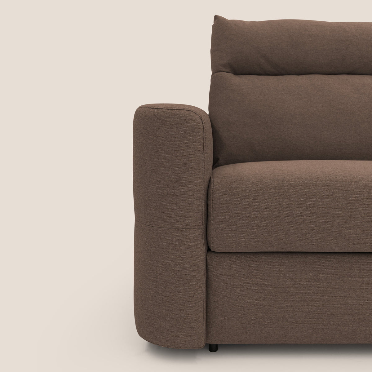 Cupido Divano letto materasso H18 cm e schienale alto in tessuto impermeabile simil cotone T13 marrone - divitt.sbs