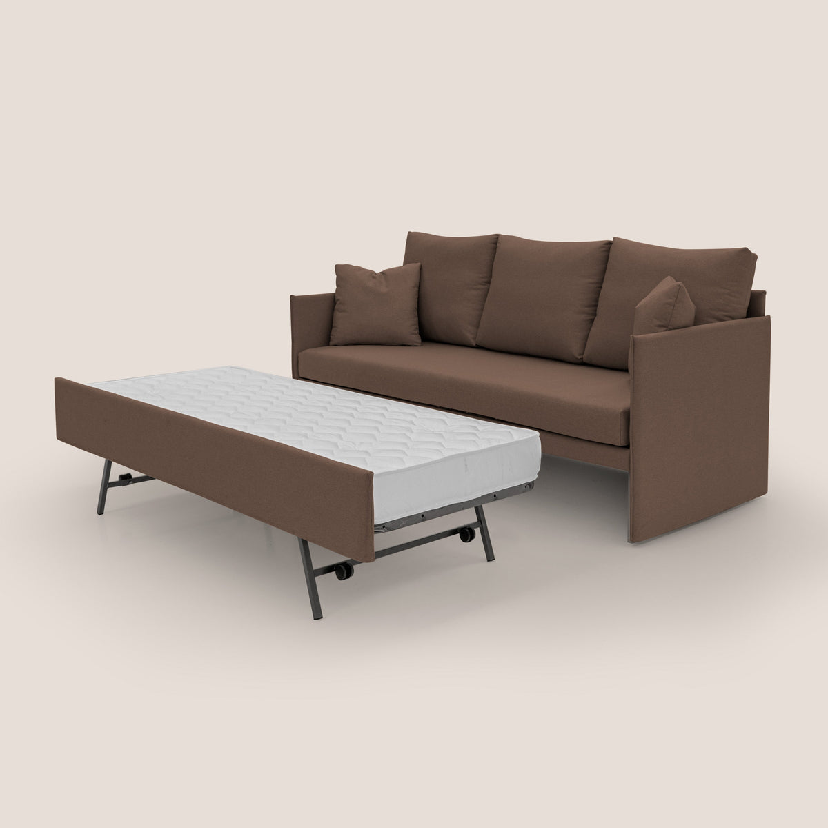 Brera Divano duplex con doppio letto in tessuto simil cotone impermeabile T13 marrone - divitt.sbs