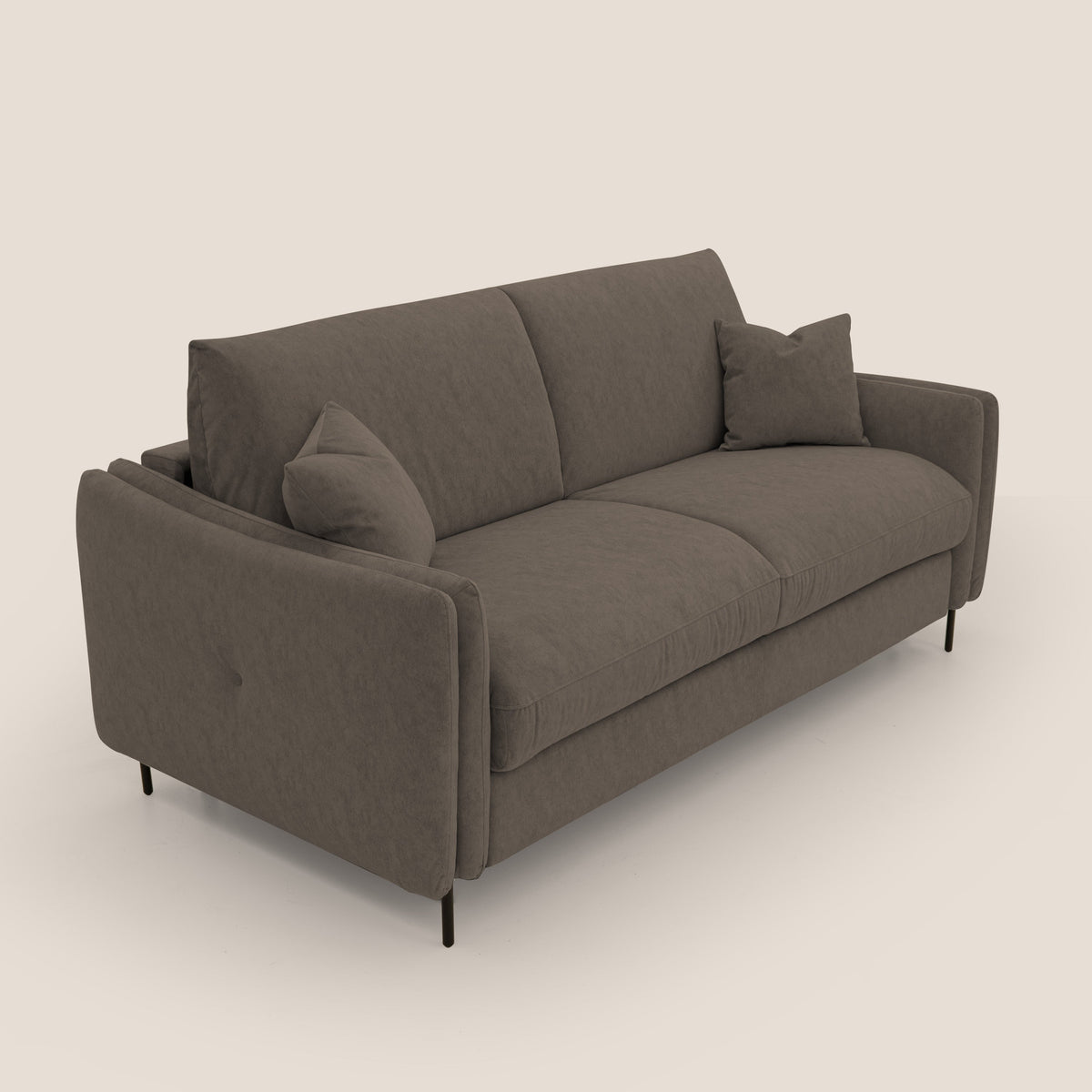 Gregory Divano letto con materasso h18 cm in microfibra effetto velluto impermeabile T09 marrone - divitt.sbs