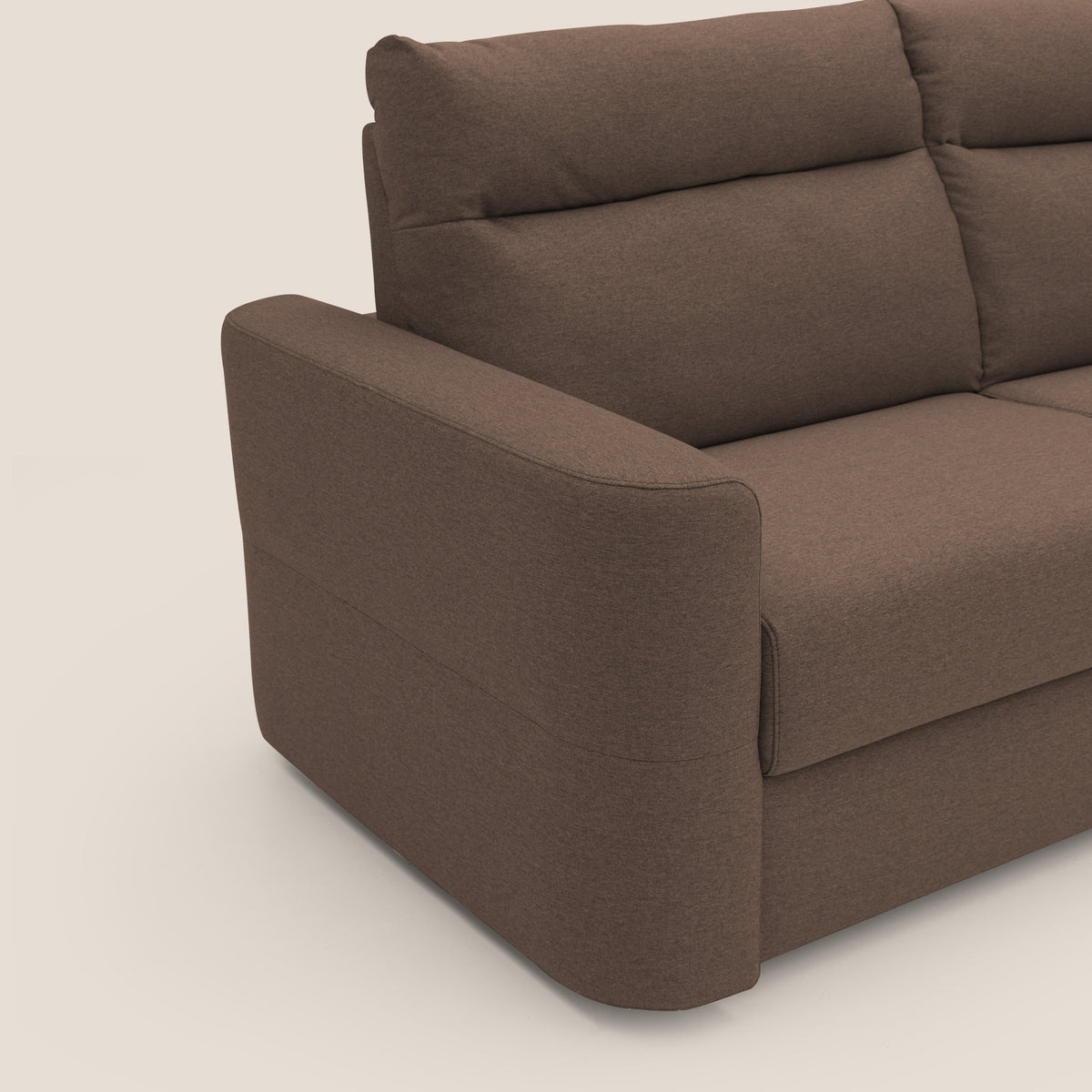 Cupido Divano letto materasso H18 cm e schienale alto in tessuto impermeabile simil cotone T13 marrone - divitt.sbs
