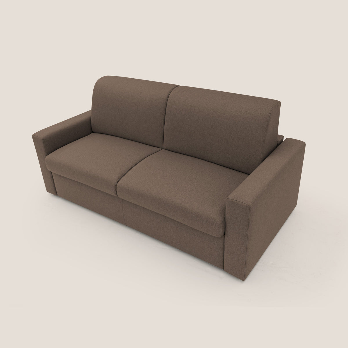 Kansas Divano letto matrimoniale alto 20 cm in tessuto impermeabile misto cotone T13 marrone - divitt.sbs