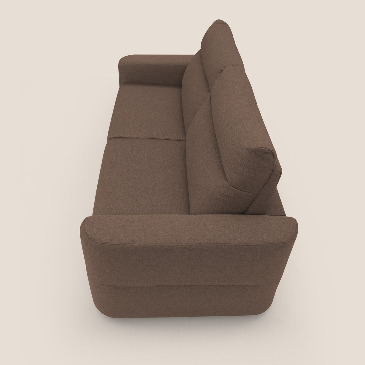 Cupido Divano letto materasso H18 cm e schienale alto in tessuto impermeabile simil cotone T13 marrone - divitt.sbs