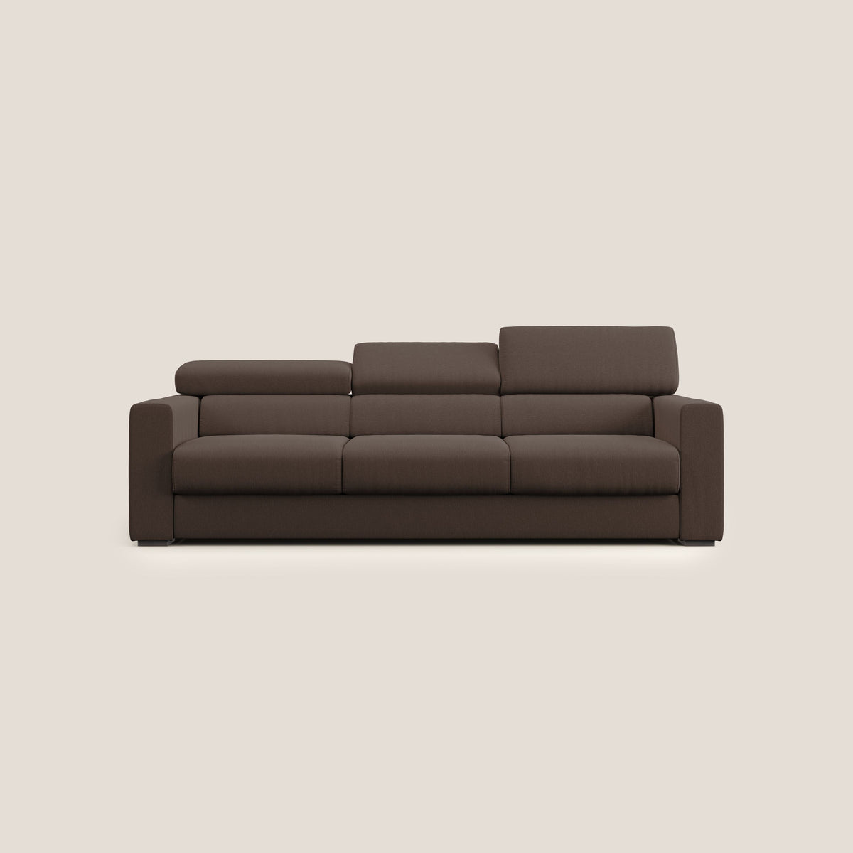 Dylan divano a 3 sedute con pouf estraibile poggiapiedi in tessuto simil cotone impermeabile T13 marrone - divitt.sbs