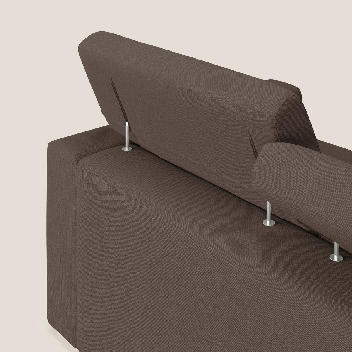 Dylan divano a 3 sedute con pouf estraibile poggiapiedi in tessuto simil cotone impermeabile T13 marrone - divitt.sbs