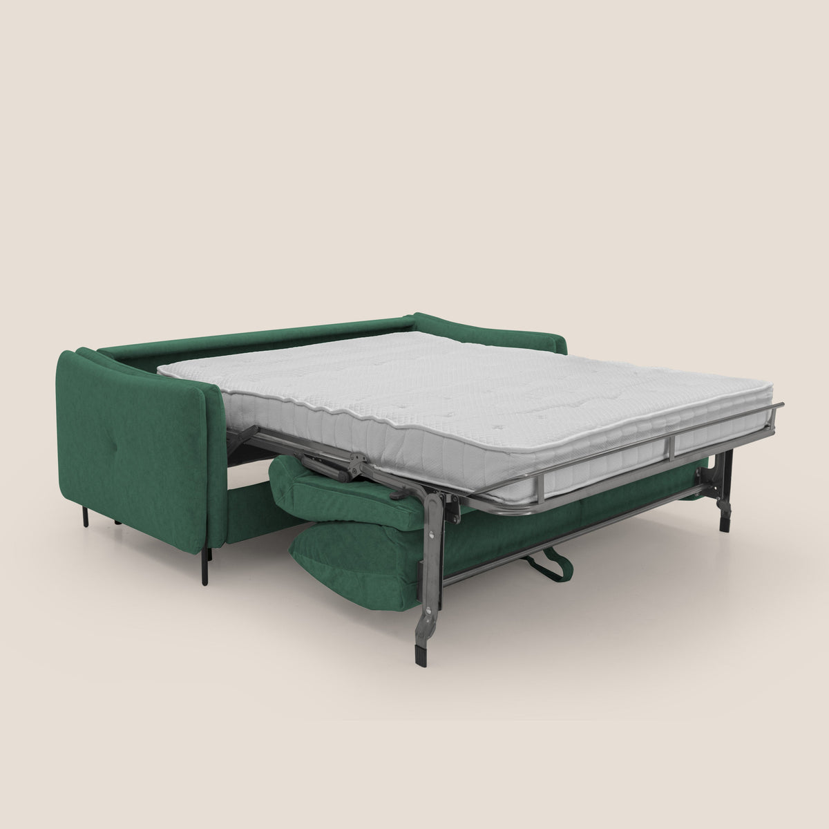 Gregory Divano letto con materasso h18 cm in microfibra effetto velluto impermeabile T09 verde - divitt.sbs