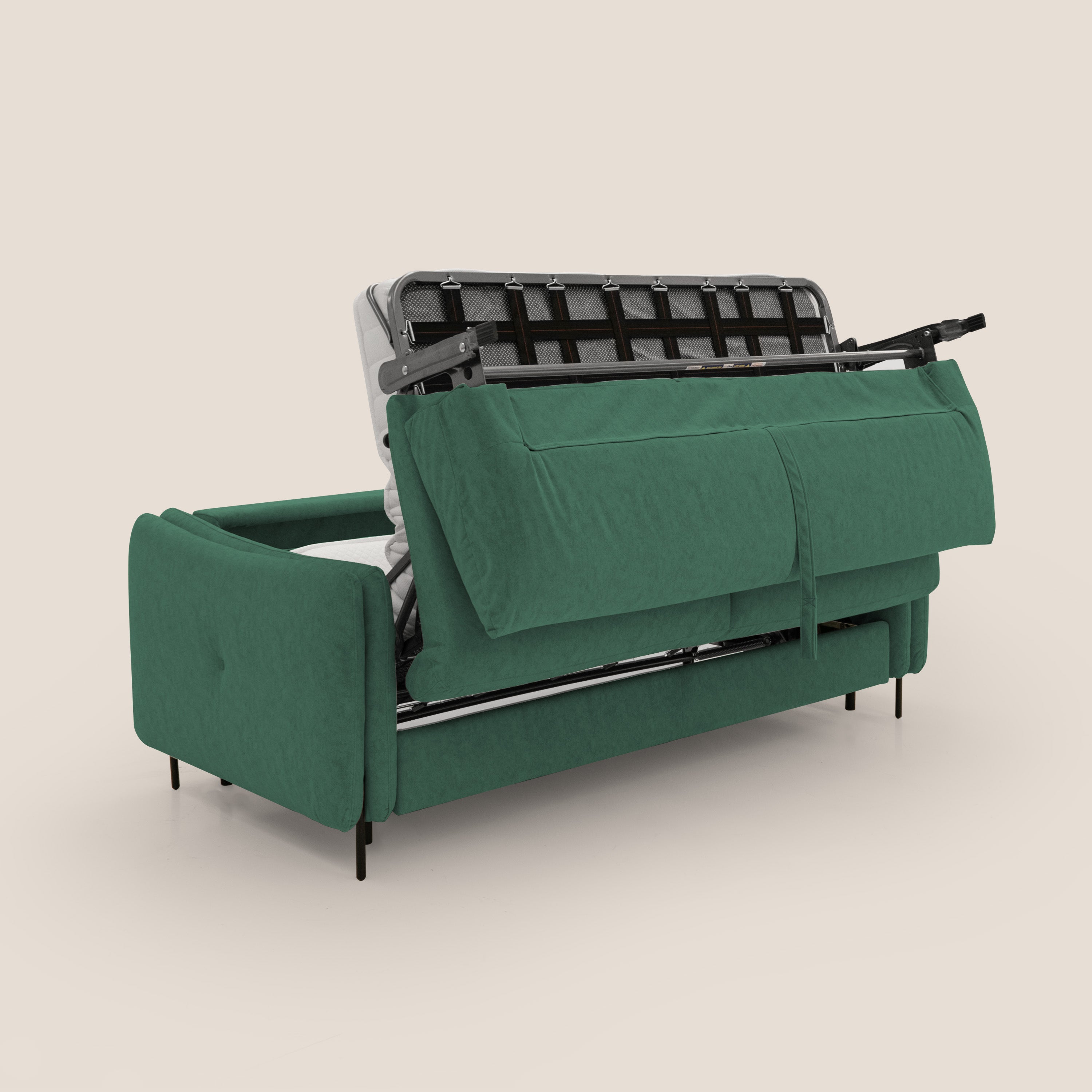 Gregory Divano letto con materasso h18 cm in microfibra effetto velluto impermeabile T09 verde - divitt.sbs