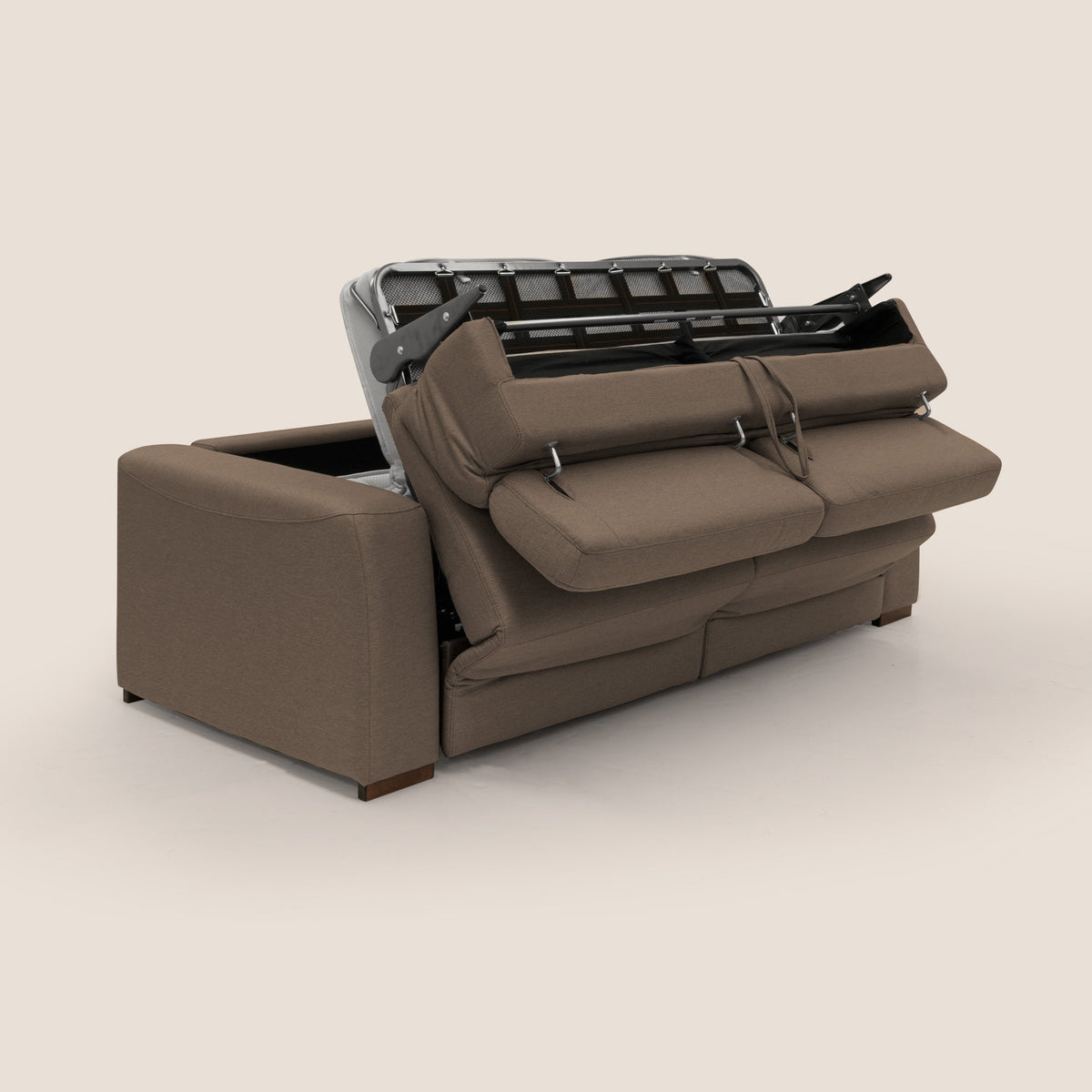 Poseidon divano letto + relax elettrico in tessuto smacchiabile impermeabile T05 marrone - divitt.sbs