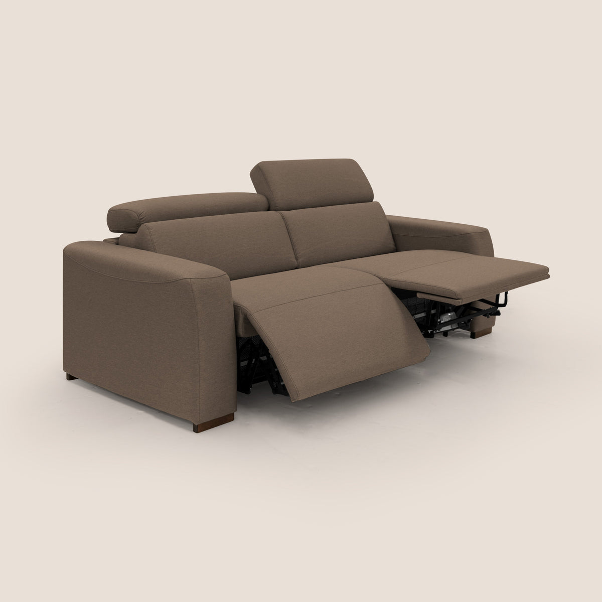 Poseidon divano letto + relax elettrico in tessuto smacchiabile impermeabile T05 marrone - divitt.sbs