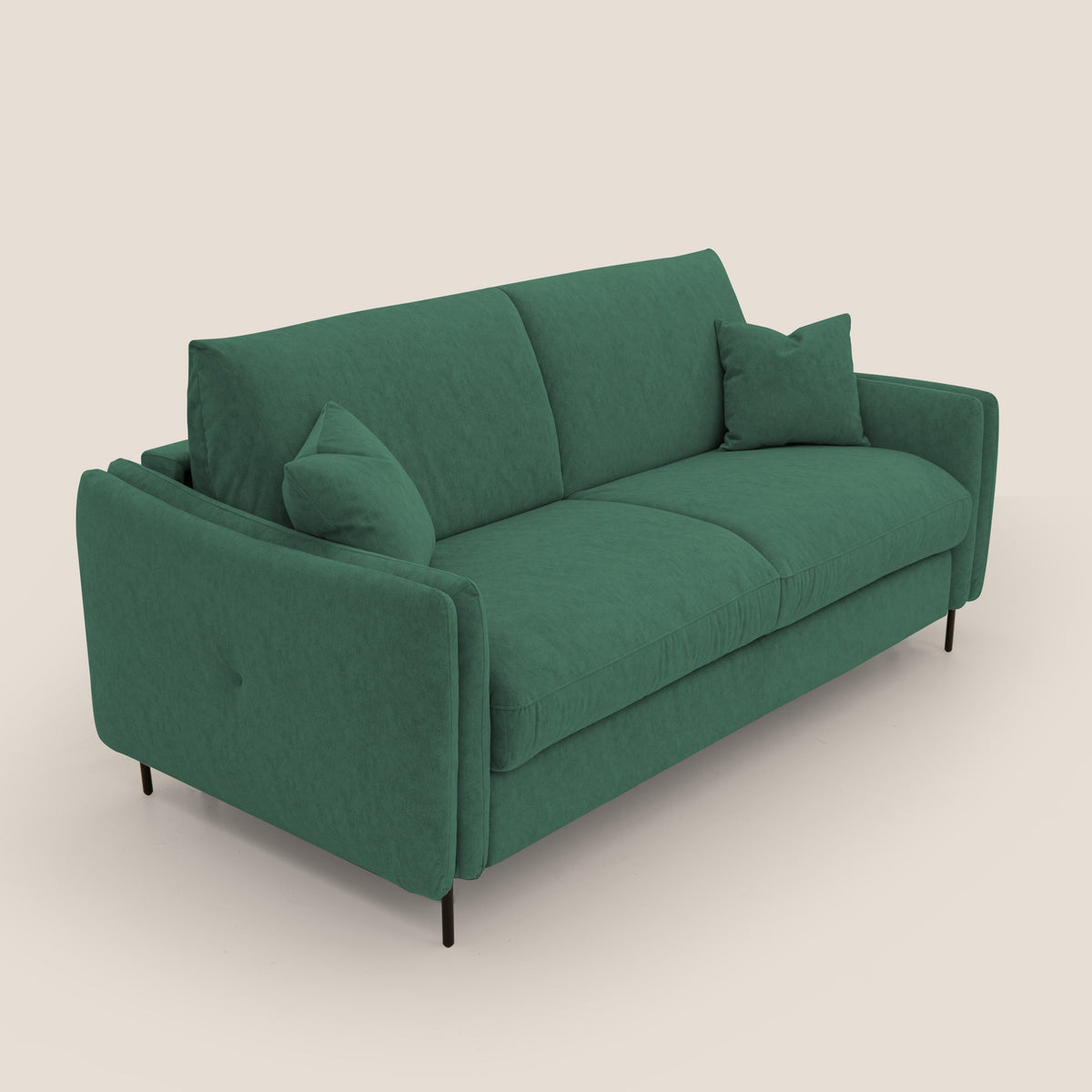 Gregory Divano letto con materasso h18 cm in microfibra effetto velluto impermeabile T09 verde - divitt.sbs
