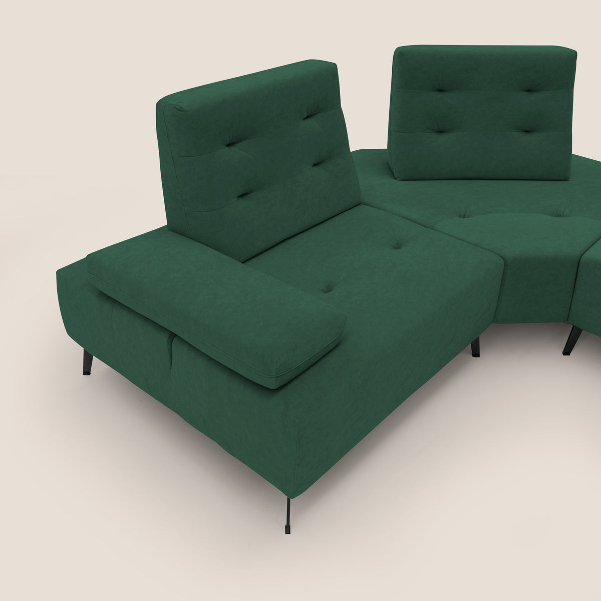 Lugano Divano angolare con schienali traslanti in microfibra effetto velluto T09 verde - divitt.sbs