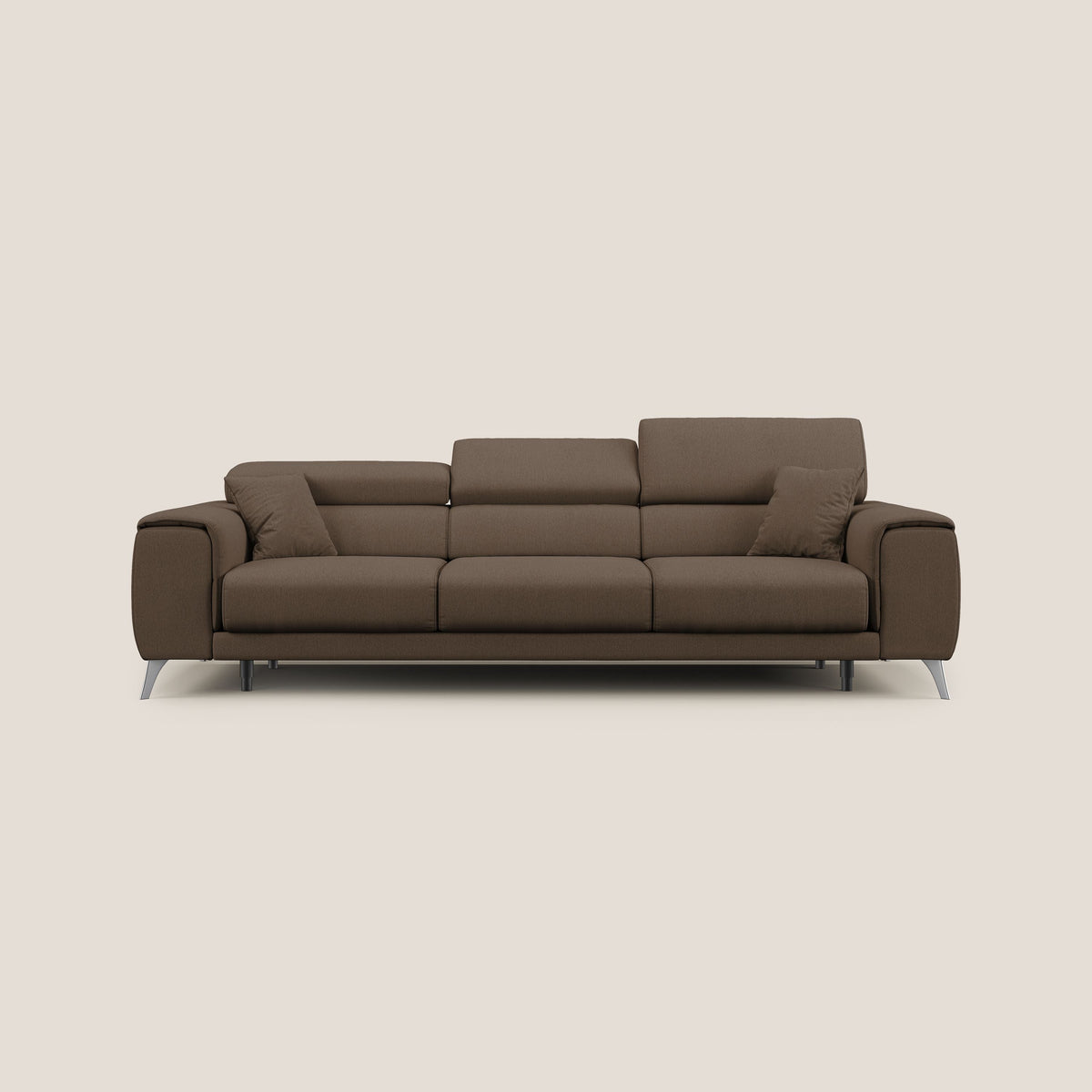 Fusion divano con 3 sedute allungabili in tessuto smacchiabile T05 marrone - divitt.sbs