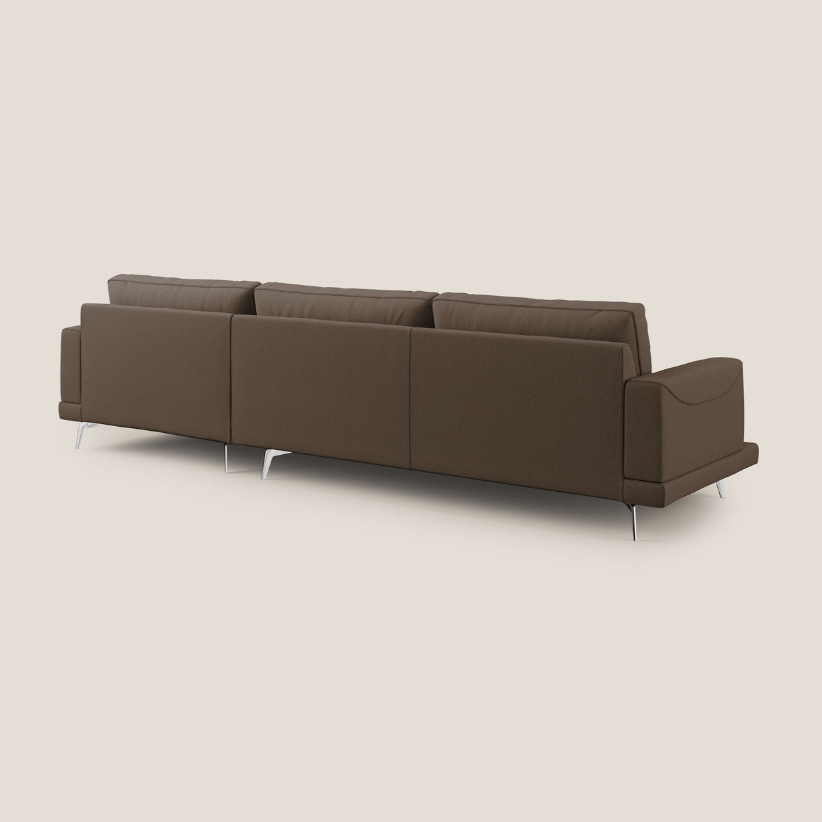 Dorian divano moderno angolare con penisola in tessuto morbido antimacchia T05 marrone - divitt.sbs