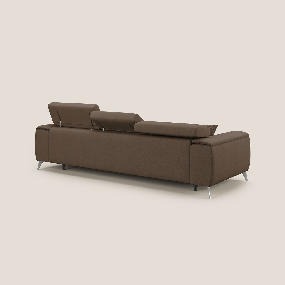 Fusion Divano angolare con sedute scorrevoli in tessuto morbido smacchiabile T05 marrone - divitt.sbs