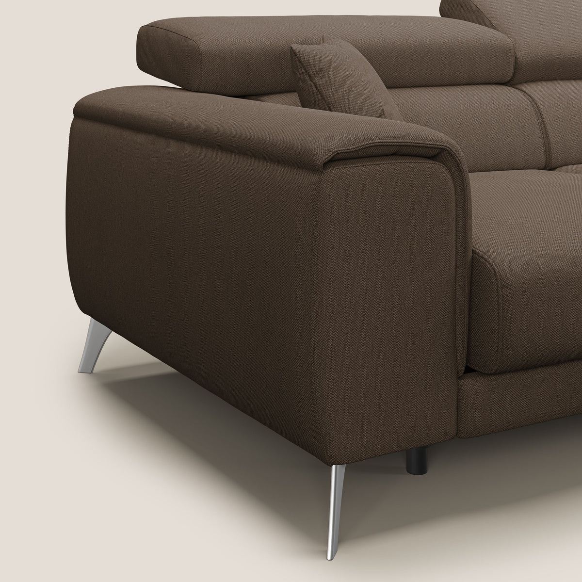 Fusion Divano angolare con sedute scorrevoli in tessuto morbido smacchiabile T05 marrone - divitt.sbs