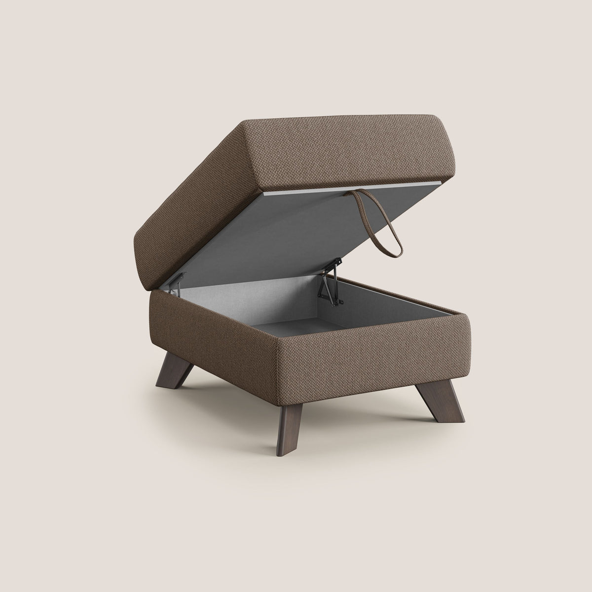 Moon Pouf contenitore e piedini alti in tessuto smacchiabile con acqua T05 marrone - divitt.sbs
