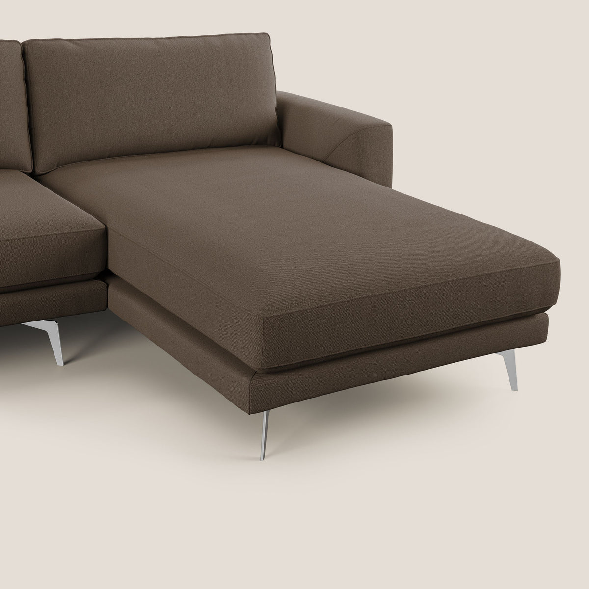 Dorian divano moderno angolare con penisola in tessuto morbido antimacchia T05 marrone - divitt.sbs