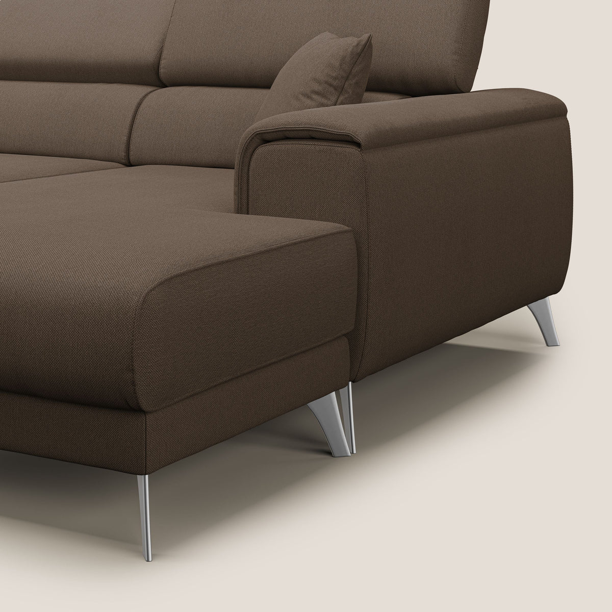 Fusion Divano angolare con sedute scorrevoli in tessuto morbido smacchiabile T05 marrone - divitt.sbs