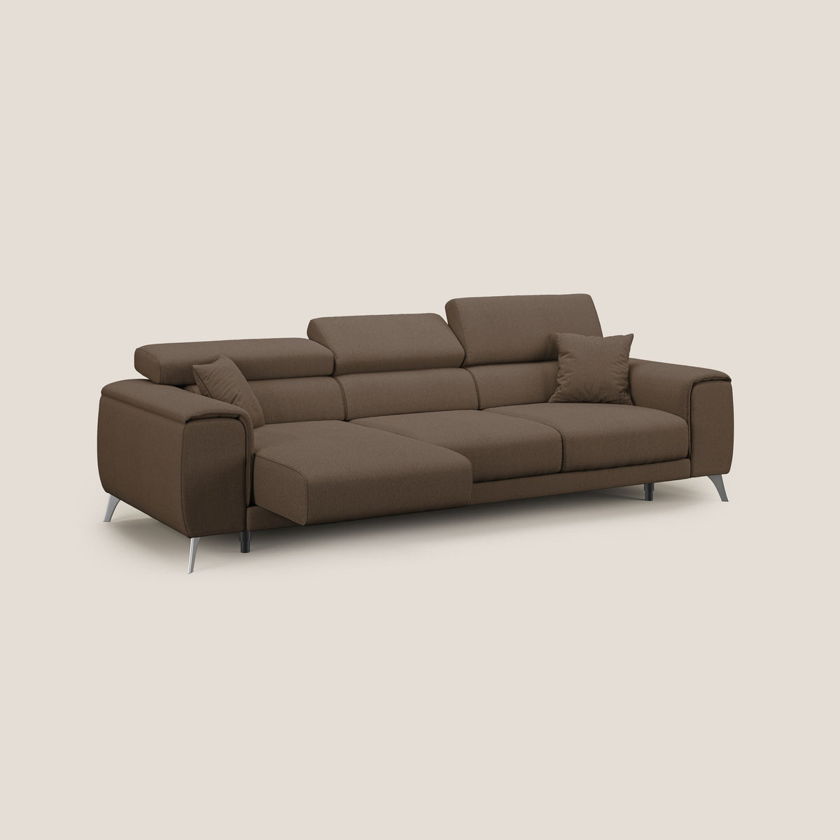 Fusion divano con 3 sedute allungabili in tessuto smacchiabile T05 marrone - divitt.sbs