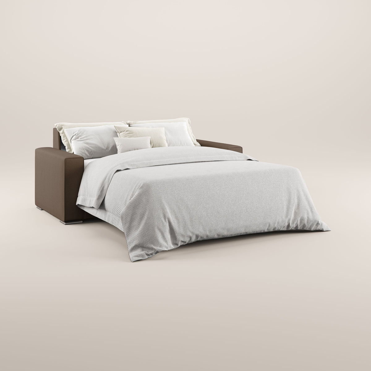 Dream Divano letto moderno dai morbidi cuscini in tessuto smacchiabile T05 marrone - divitt.sbs
