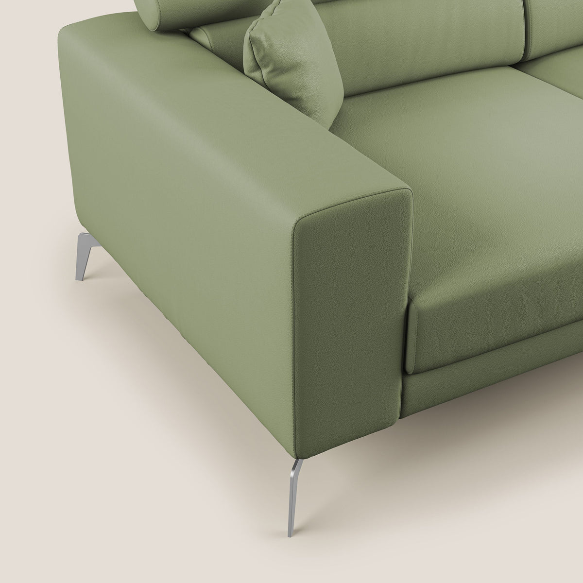 Blade Divano moderno con poggiatesta reclinabili in Ecopelle T04 verde - divitt.sbs