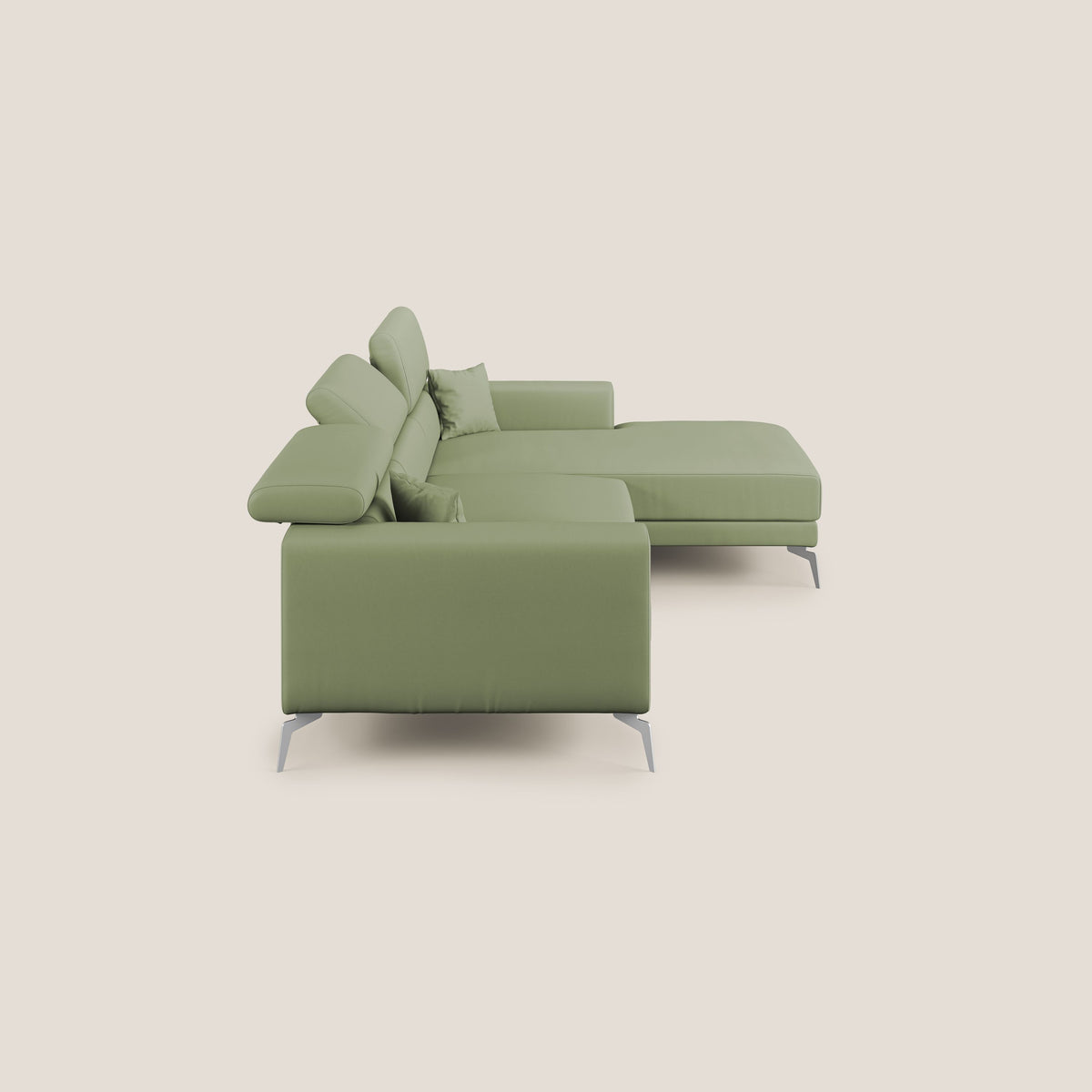 Blade Divano moderno angolare con poggiatesta reclinabili in Ecopelle T04 verde - divitt.sbs