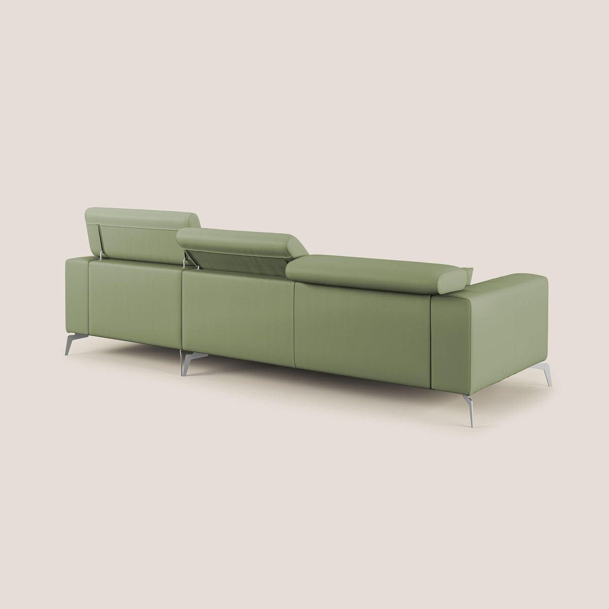 Blade Divano moderno angolare con poggiatesta reclinabili in Ecopelle T04 verde - divitt.sbs