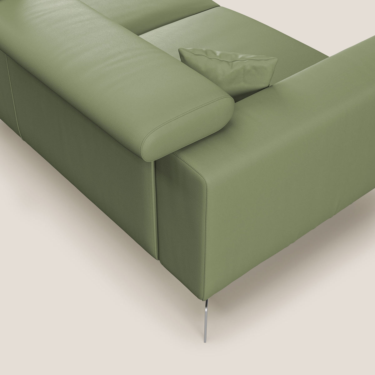 Blade Divano moderno angolare con poggiatesta reclinabili in Ecopelle T04 verde - divitt.sbs