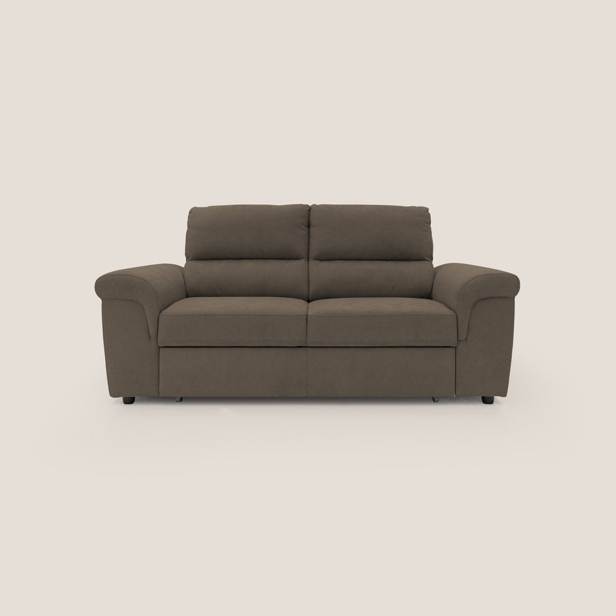 Minerva divano con pouf estraibile poggiapiedi in tessuto morbido impermeabile T02 marrone - divitt.sbs