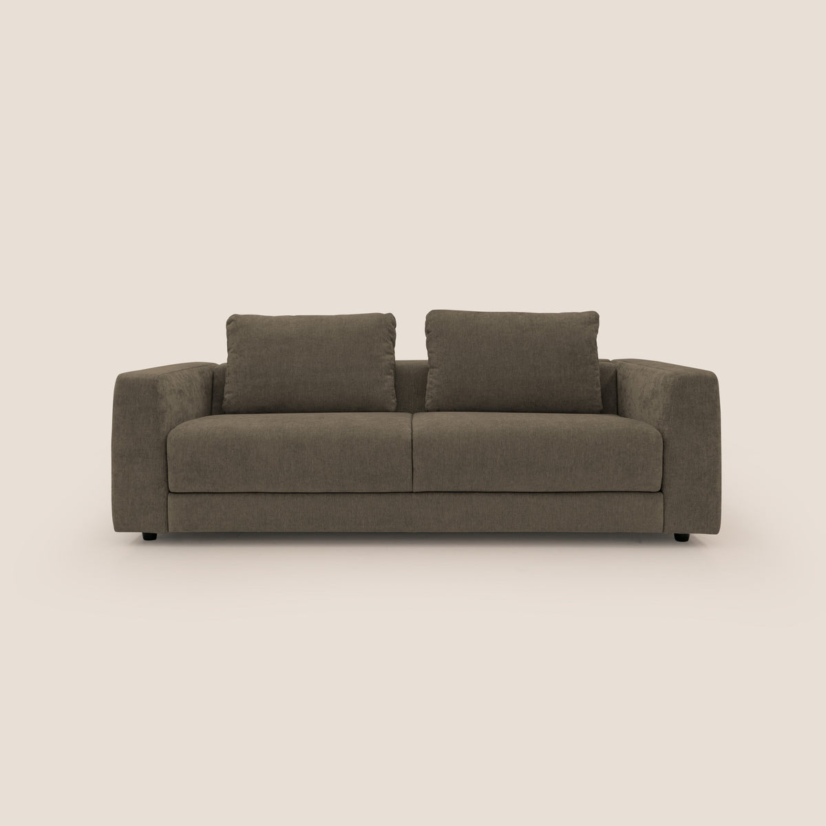 Freia Divano letto minimal materasso h15 cm con morbidi schienali in tessuto impermeabile T14 marrone - divitt.sbs