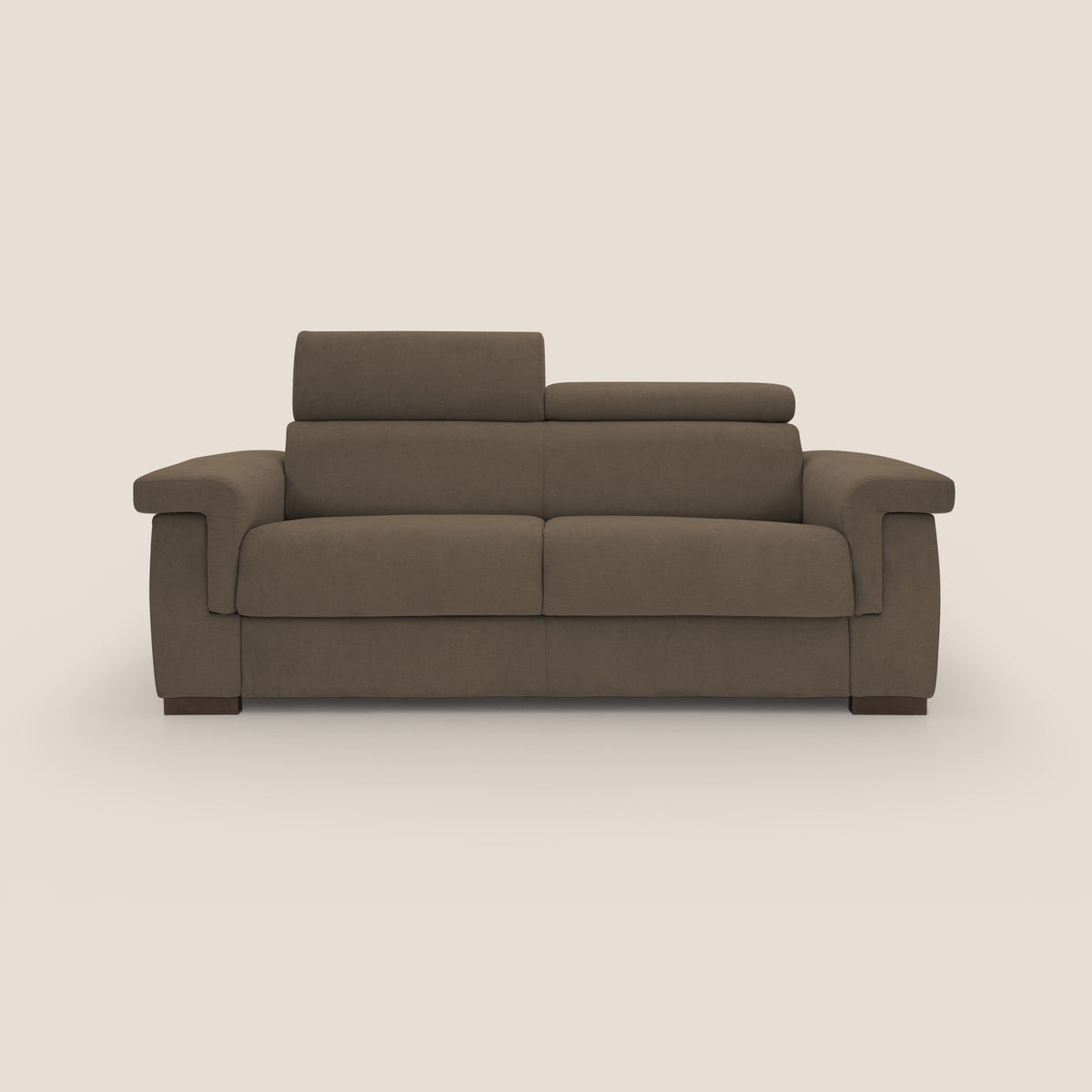 Bjorn divano letto sfoderabile con materasso H18 cm e poggiatesta reclinabili in tessuto impermeabile T02 marrone - divitt.sbs