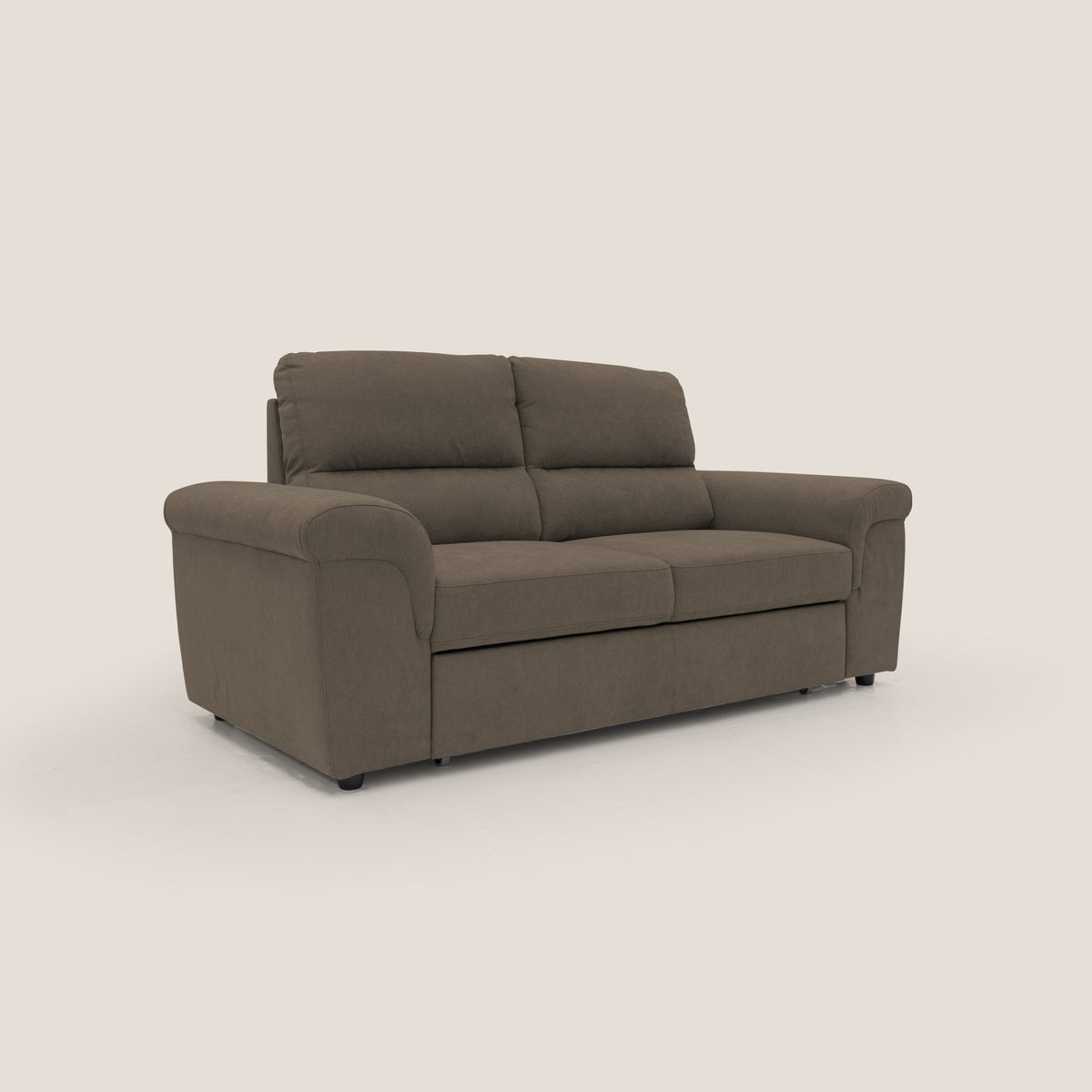Minerva divano con pouf estraibile poggiapiedi in tessuto morbido impermeabile T02 marrone - divitt.sbs