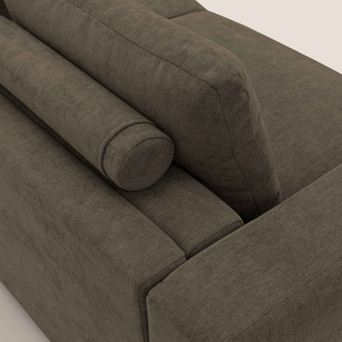 Freia Divano letto minimal materasso h15 cm con morbidi schienali in tessuto impermeabile T14 marrone - divitt.sbs