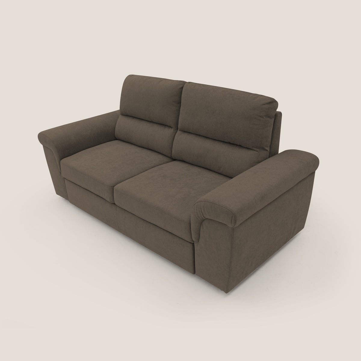 Minerva divano con pouf estraibile poggiapiedi in tessuto morbido impermeabile T02 marrone - divitt.sbs