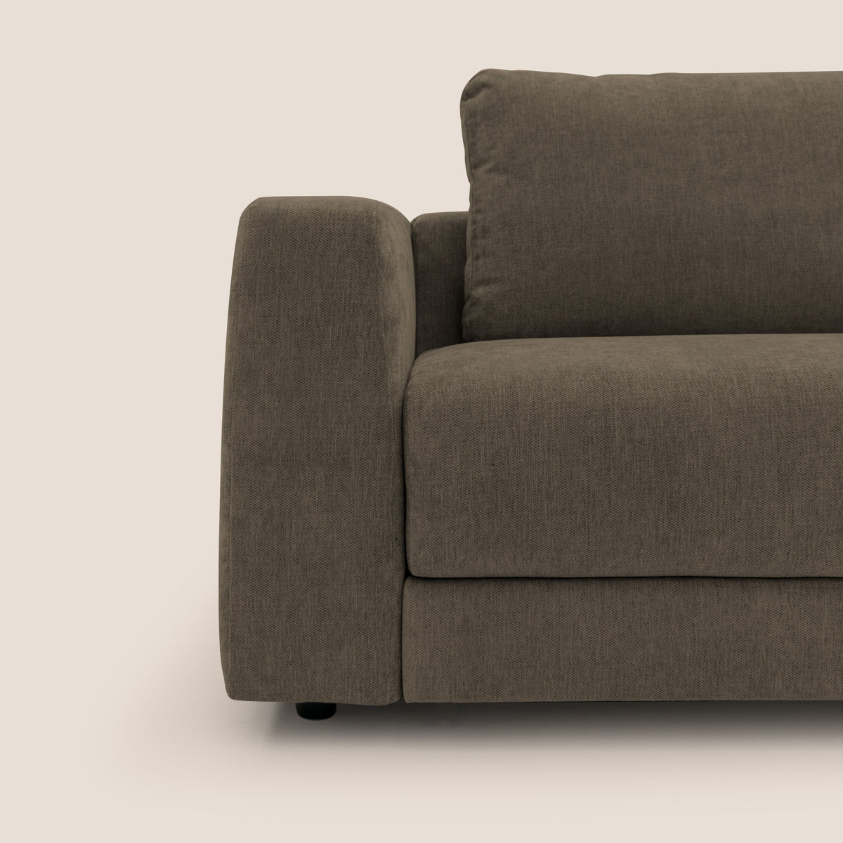 Freia Divano letto minimal materasso h15 cm con morbidi schienali in tessuto impermeabile T14 marrone - divitt.sbs