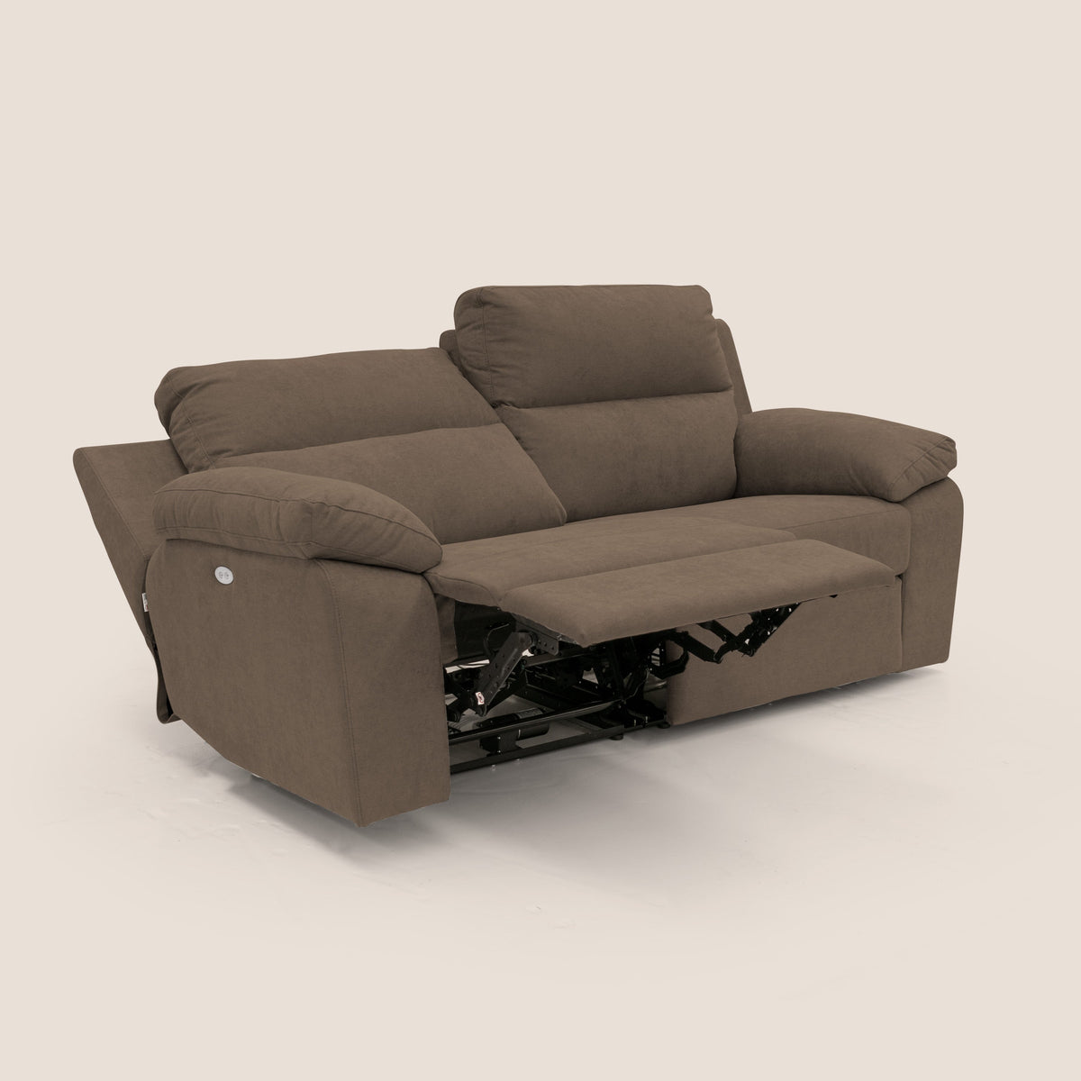 Romeo Divano relax con recliner elettrico in morbido tessuto impermeabile T02 marrone - divitt.sbs