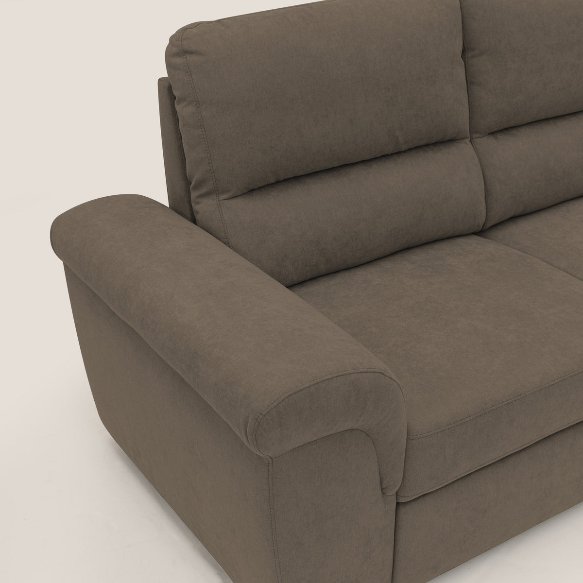 Minerva divano con pouf estraibile poggiapiedi in tessuto morbido impermeabile T02 marrone - divitt.sbs