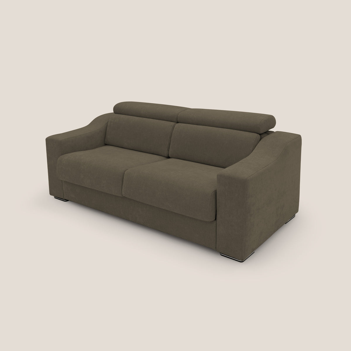 Bomber divano letto matrimoniale con poggiatesta in tessuto impermeabile T14 marrone - divitt.sbs