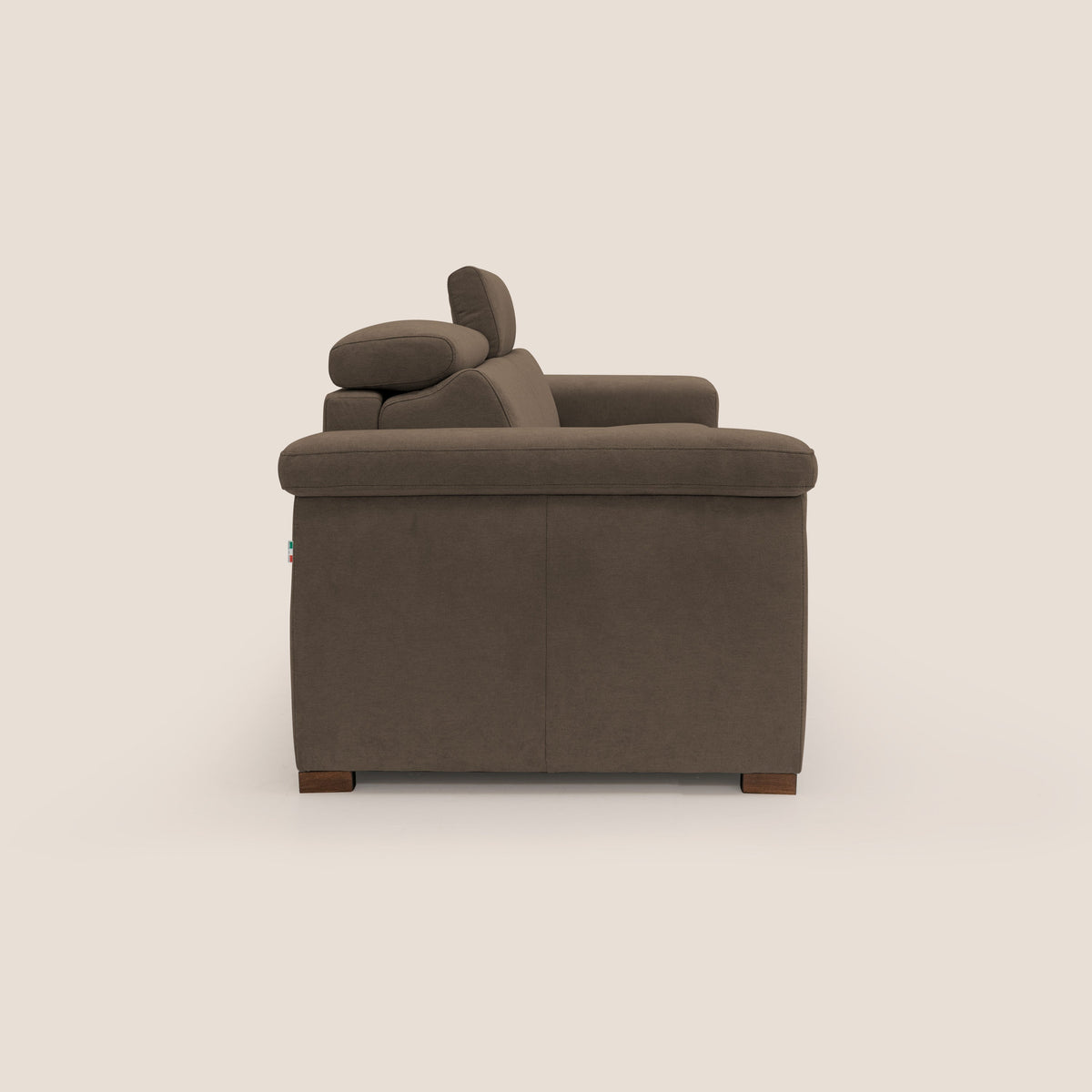 Giunone divano letto con materasso alto 18 cm e poggiatesta reclinabili in tessuto impermeabile T02 marrone - divitt.sbs
