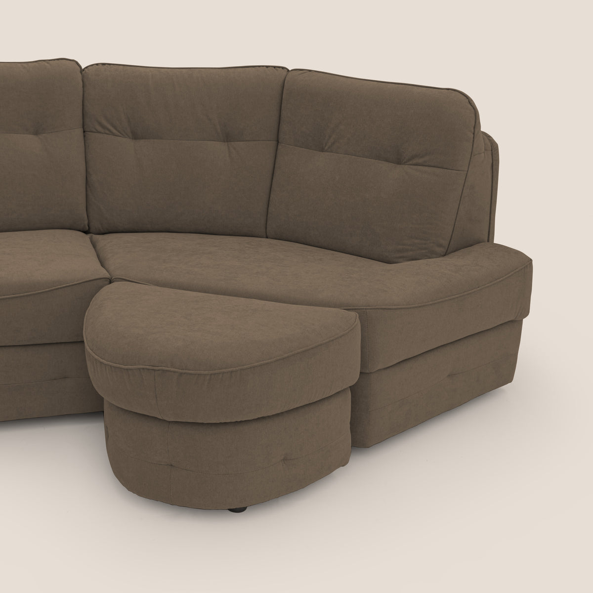 Zeus divano letto angolare con materasso H18 cm pouf mobile in tessuto impermeabile T02 marrone - divitt.sbs