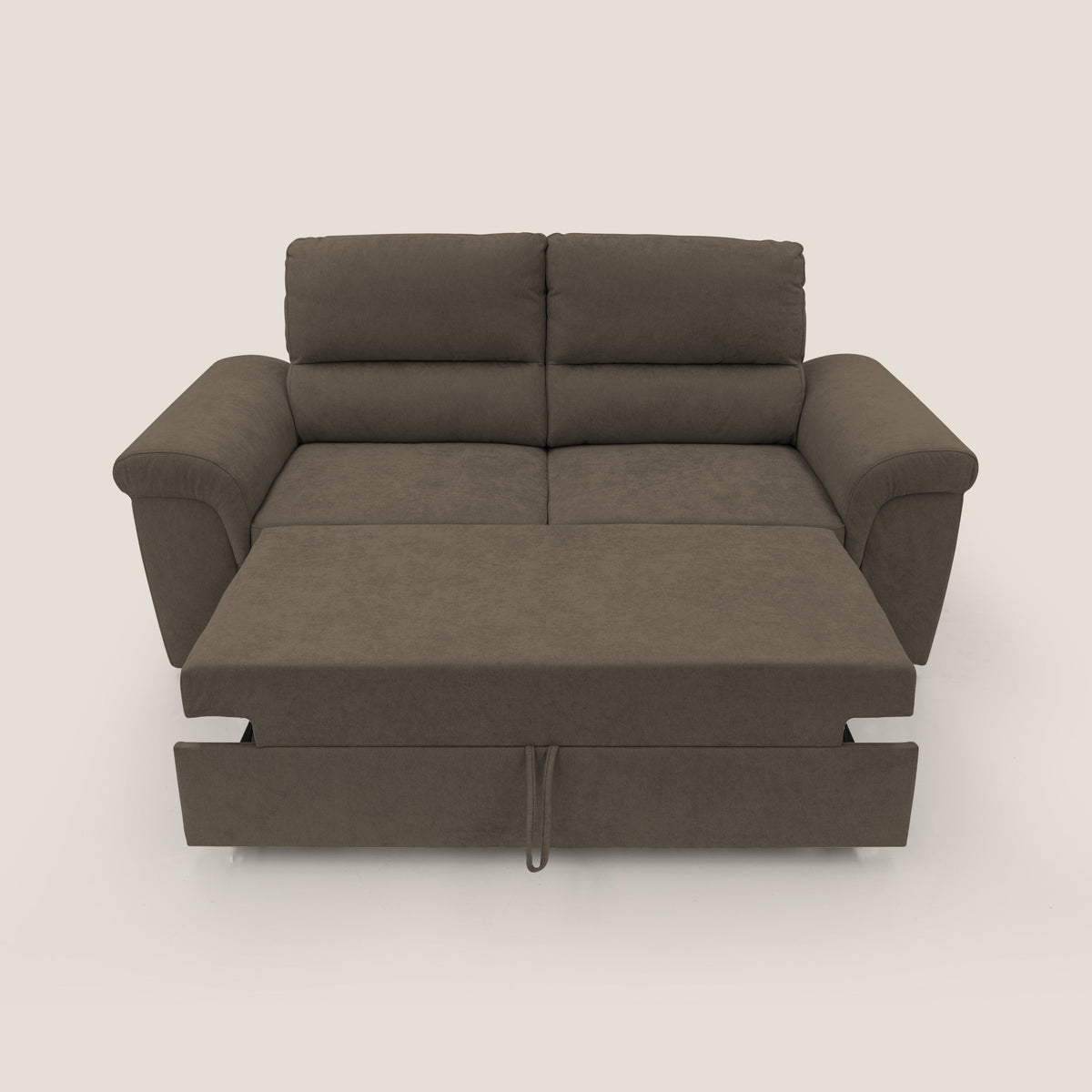 Minerva divano con pouf estraibile poggiapiedi in tessuto morbido impermeabile T02 marrone - divitt.sbs