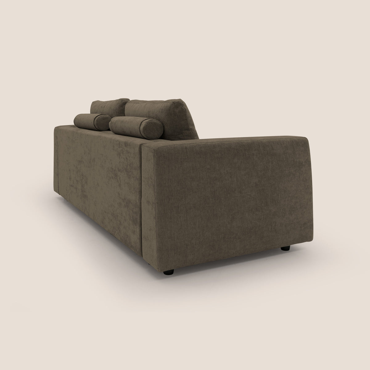 Freia Divano letto minimal materasso h15 cm con morbidi schienali in tessuto impermeabile T14 marrone - divitt.sbs