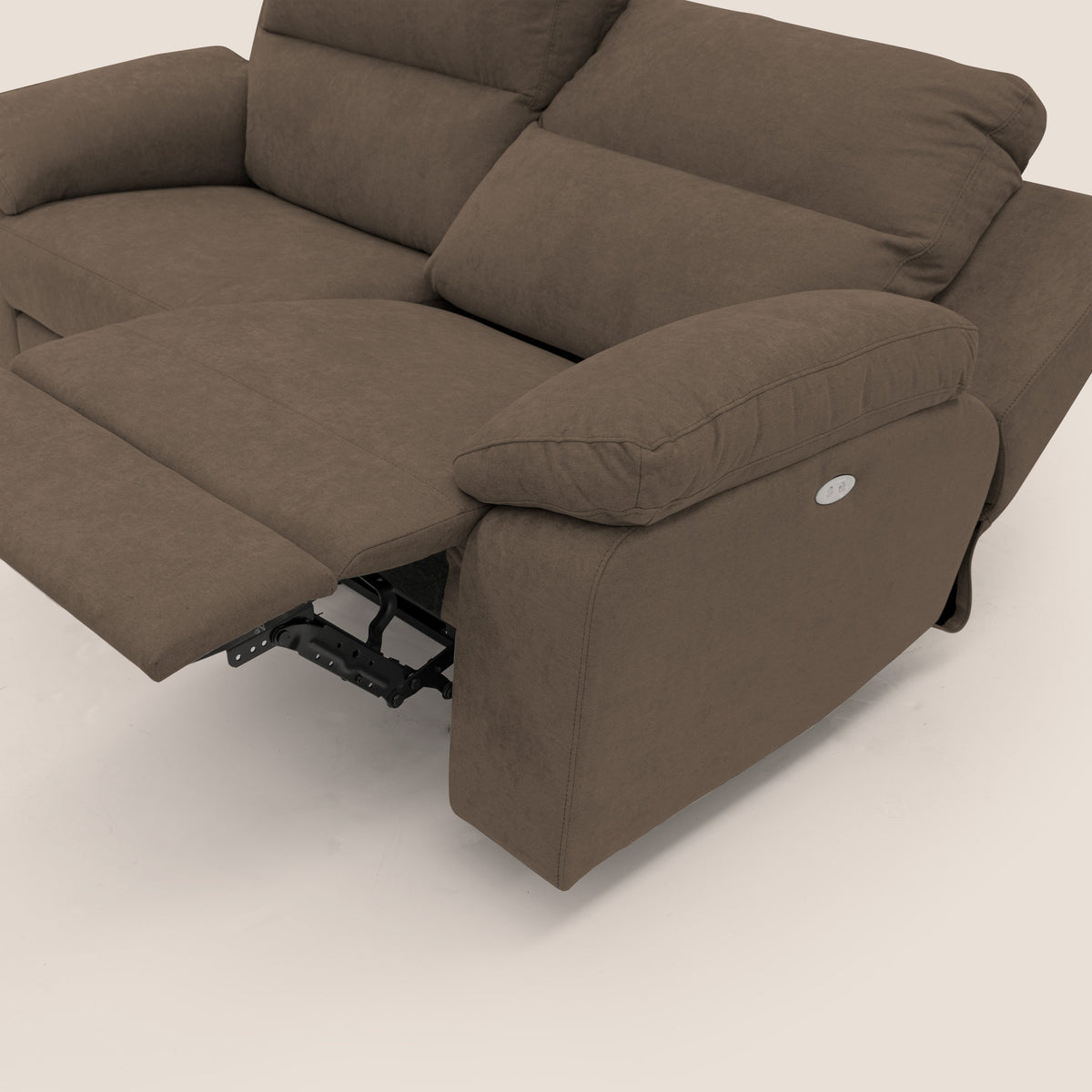 Romeo Divano relax con recliner elettrico in morbido tessuto impermeabile T02 marrone - divitt.sbs