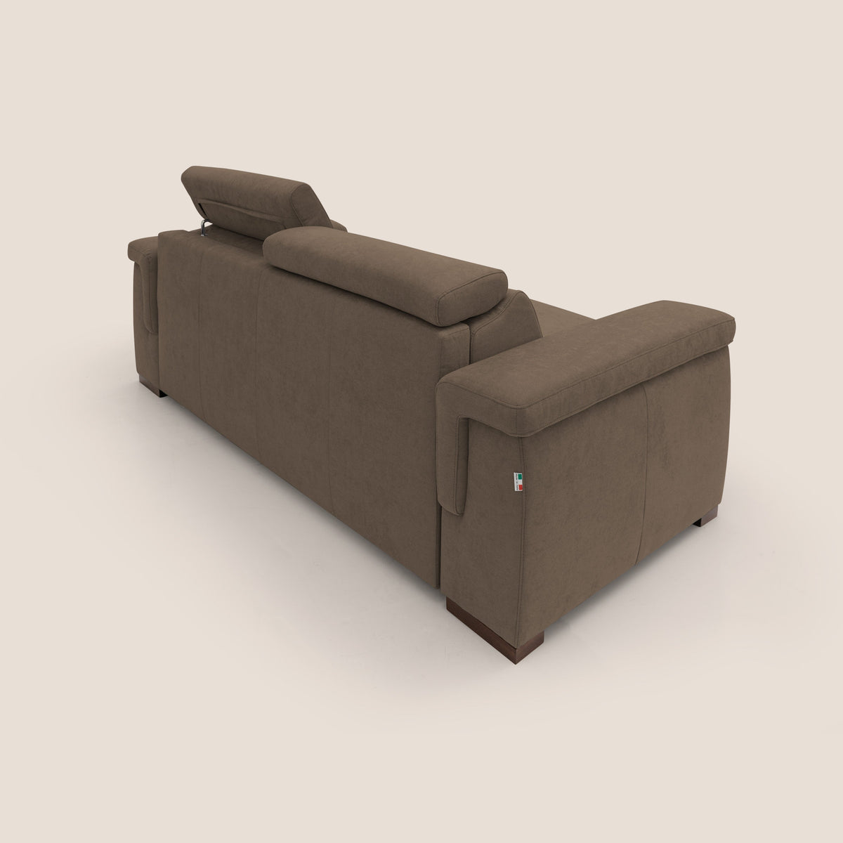 Giunone divano letto con materasso alto 18 cm e poggiatesta reclinabili in tessuto impermeabile T02 marrone - divitt.sbs