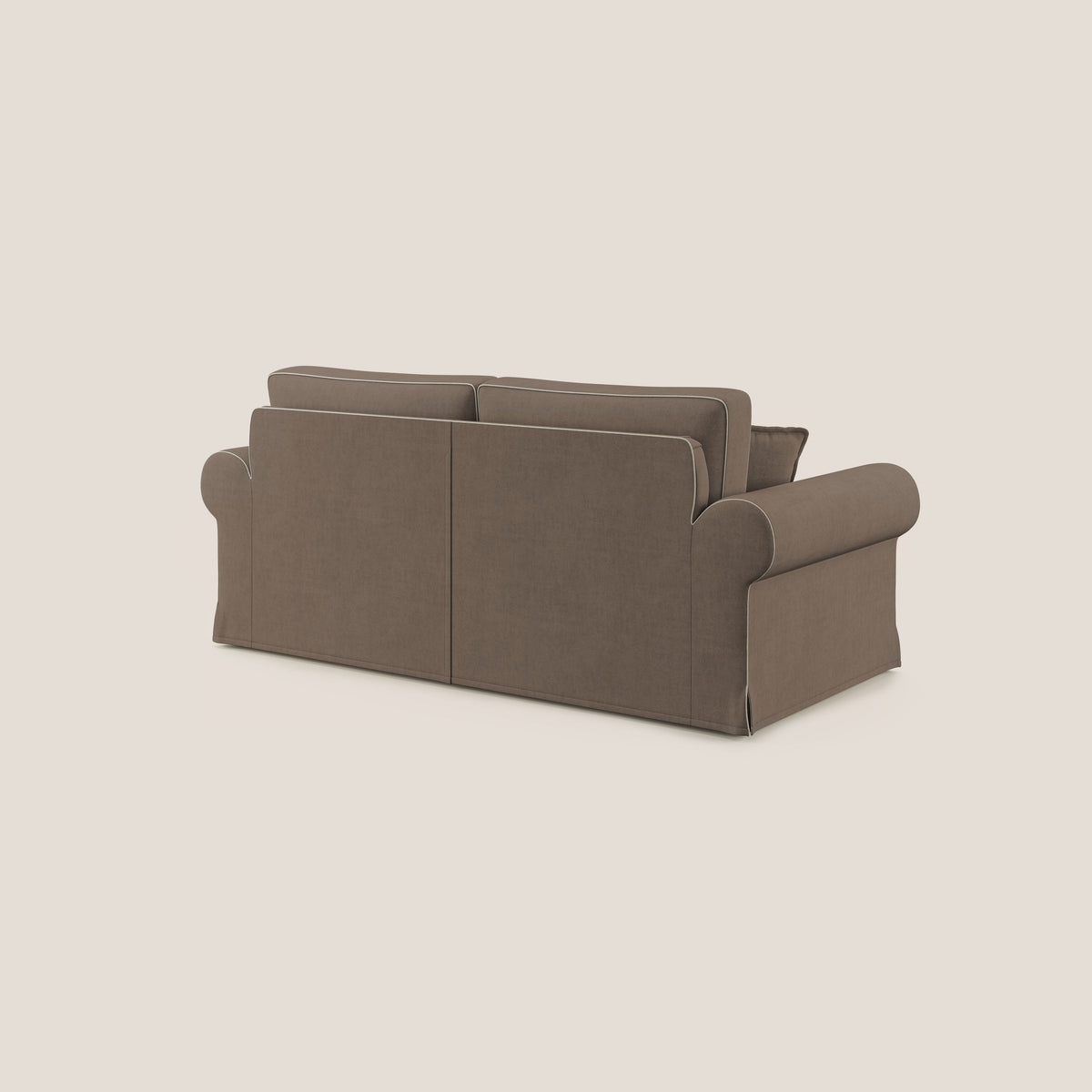 Lady divano classico bicolore in piuma d'oca realizzato con tessuto impermeabile T02 marrone - panna - divitt.sbs