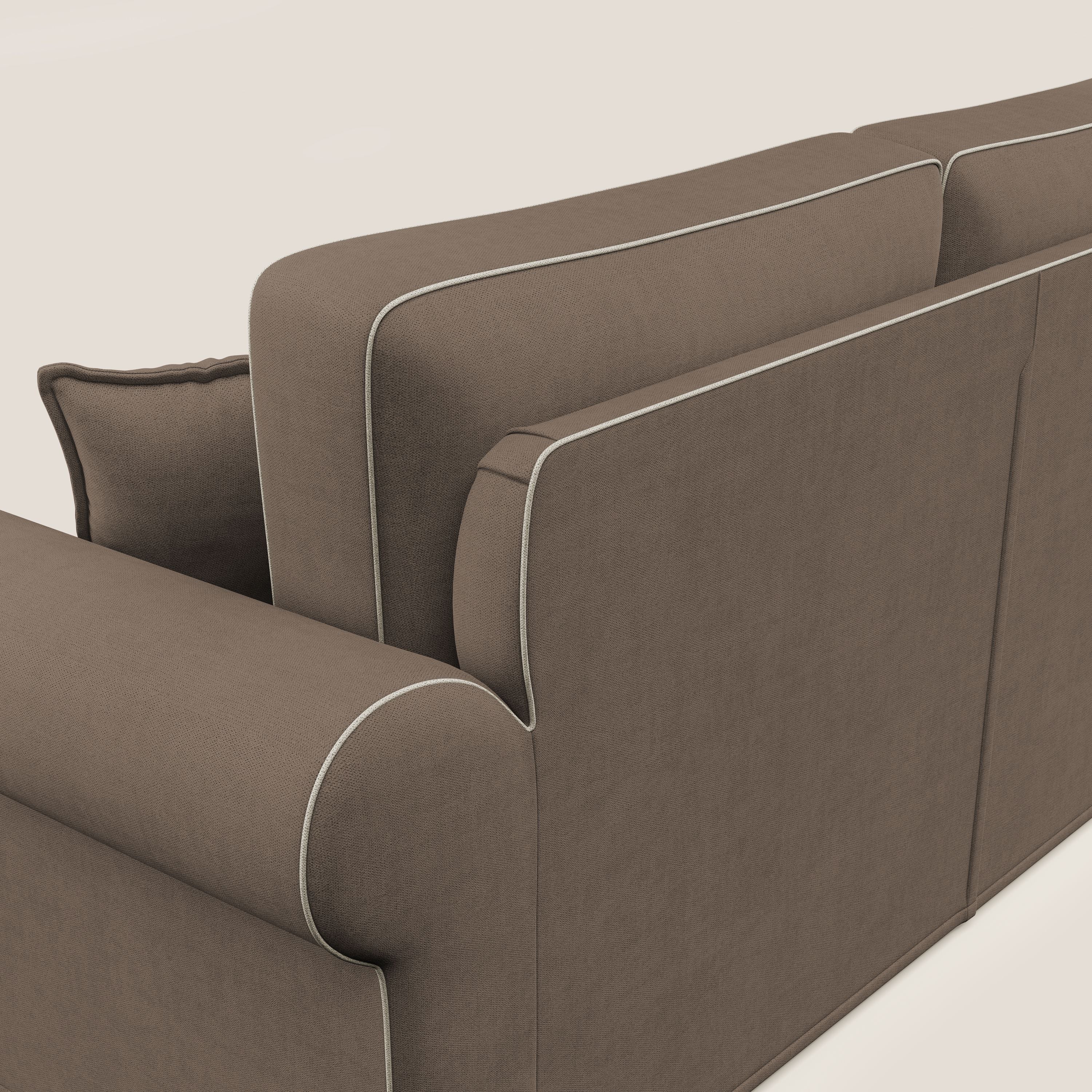 Lady divano classico bicolore in piuma d'oca realizzato con tessuto impermeabile T02 marrone - panna - divitt.sbs