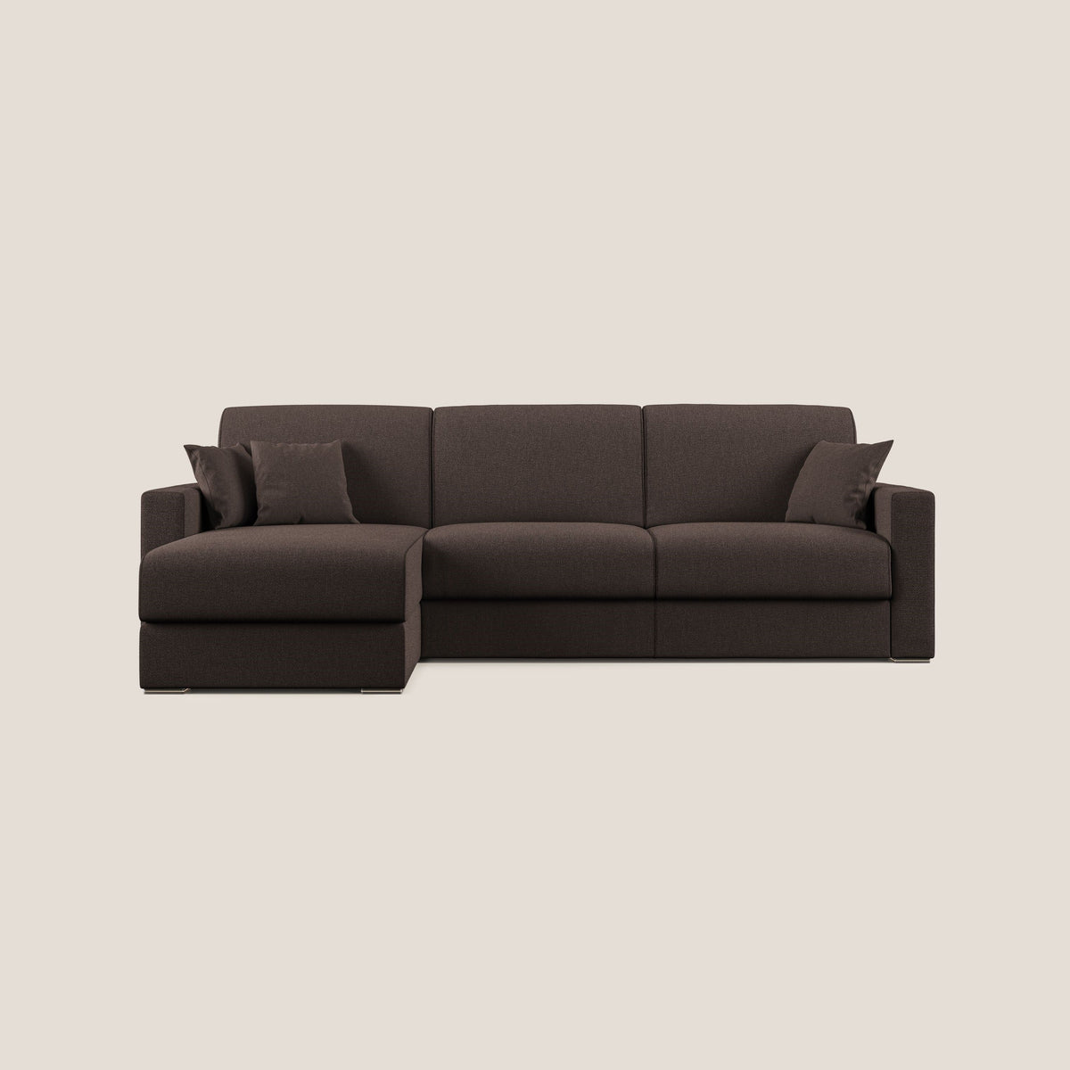 Best Divano letto angolare con penisola in tessuto smacchiabile QuickClean T08 marrone - divitt.sbs