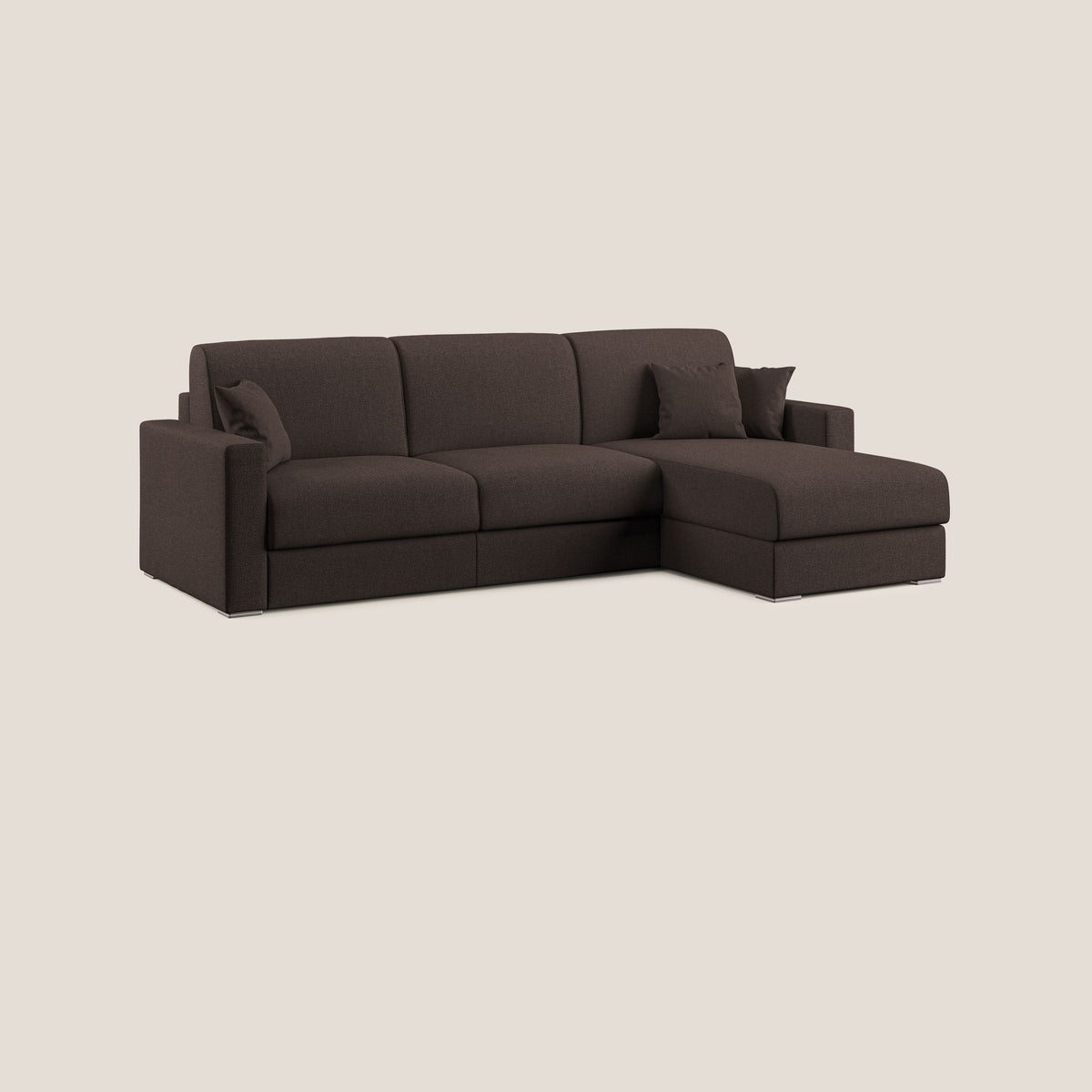 Best Divano letto angolare con penisola in tessuto smacchiabile QuickClean T08 marrone - divitt.sbs