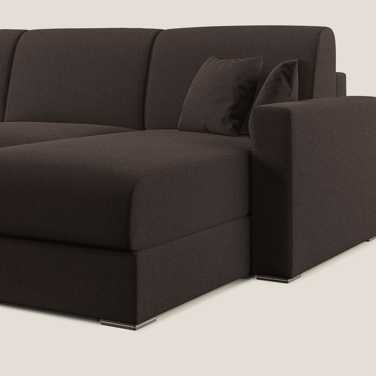 Best Divano letto angolare con penisola in tessuto smacchiabile QuickClean T08 marrone - divitt.sbs